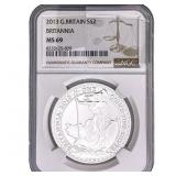 2013 Great Britain 1oz Silver Â£2 NGC MS69