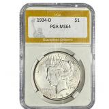 1934-D Silver Peace Dollar PGA MS64