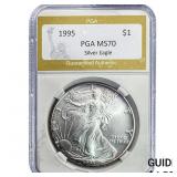 1995  PGA MS70 1oz Siver $1 SE