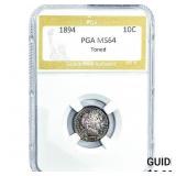 1894 Barber Dime PGA MS64 TONED