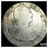 1807 Mo Mexico Silver 8 Reales Chopmark
