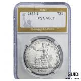 1874-S Silver Trade Dollar PGA MS65
