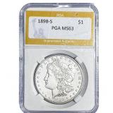 1898-S Morgan Silver Dollar PGA MS63