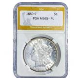 1880-S Morgan Silver Dollar PGA MS65+ PL