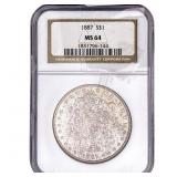 1887 Morgan Silver Dollar NGC MS64