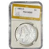 1883-O Morgan Silver Dollar PGA MS65