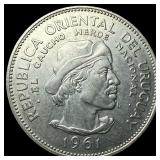 1961 Uruguay .3617oz Silver 10 Pesos CLOSELY UNCIR
