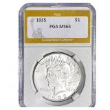1935 Silver Peace Dollar PGA MS64