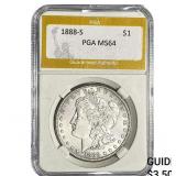 1888-S Morgan Silver Dollar PGA MS64