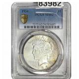 1934 Silver Peace Dollar PCGS MS62