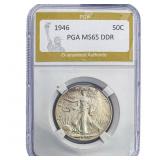 1946 Walking Liberty Half Dollar PGA MS65 DDR
