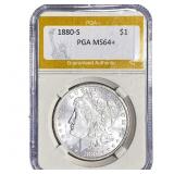 1880-S Morgan Silver Dollar PGA MS64+