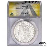 1887-O Morgan Silver Dollar ANACS MS61 VAM-22A