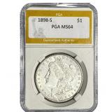 1898-S Morgan Silver Dollar PGA MS64