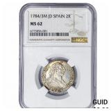 1784/3-M Colonial Spain Charles III SIlver 2 Reale