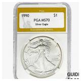 1990 American Silver Eagle PGA MS70