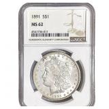 1891 Morgan Silver Dollar NGC MS63
