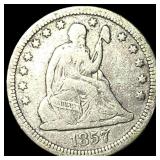 1857 Silver Seated Liberty Quarter LIGHTLY CIRCULA