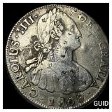 1808 Mexico Silver 8 Reales Chopmarked NEARLY UNCI