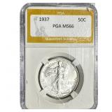 1937 Walking Liberty Half Dollar PGA MS66