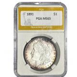 1880-O Morgan Silver Dollar PGA AU58+ Micro O