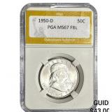 1950-D Franklin Half Dollar PGA MS67 FBL
