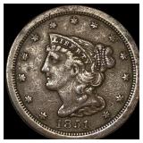 1851 Braided Hair Half Cent ABOUT UNCIRCULATED