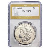 1883-S Morgan Silver Dollar PGA MS62