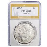 1880-O Morgan Silver Dollar PGA MS63 Micro O