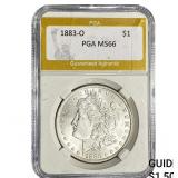 1883-O Morgan Silver Dollar PGA MS66