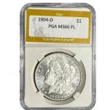 1904-O Morgan Silver Dollar PGA MS66 PL