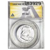 1959 Franklin Half Dollar ANACS PF66