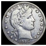 1915 Barber Silver Quarter ABOUT UNCIRCULATED