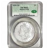 1878 Rev. 1879 Morgan Silver Dollar CAC MS62