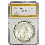 1891-CC Morgan Silver Dollar PGA MS64