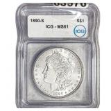 1890-S Morgan Silver Dollar ICG MS61
