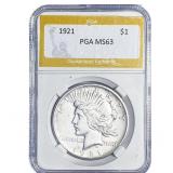 1921 Silver Peace Dollar PGA MS63
