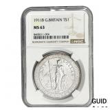 1911-B Great Britain Silver Trade $1 NGC MS63