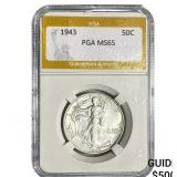 1943 Walking Liberty Half Dollar PGA MS65