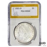 1921-D Morgan Silver Dollar PGA MS64