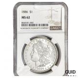 1886 Morgan Silver Dollar NGC MS62