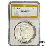 1922 Silver Peace Dollar PGA MS65