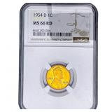 1954-D Wheat Cent NGC MS66 RD