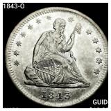 1843-O Seated Liberty Quarter CHOICE AU