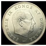1967 Denmark .5247oz Silver 10 Kroner NEARLY UNCIR