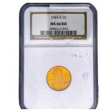1944-D Wheat Cent NGC MS66 RD