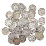 [50 Coins]Mixed Dates Silver Mercury Dime Roll