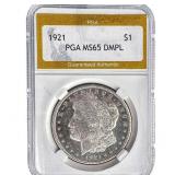 1921 Morgan Silver Dollar PGA MS65 DMPL