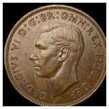 1951 Great Britain One Penny - George VI NEARLY UN