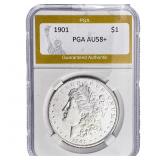 1901 Morgan Silver Dollar PGA AU58+